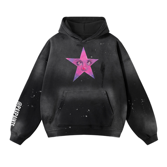 Vintage Washed Frayed Fleece Hoodie